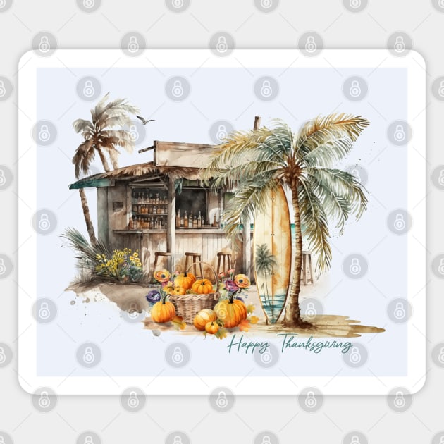 Watercolor Beach Thanksgiving Magnet by HolidayBug
